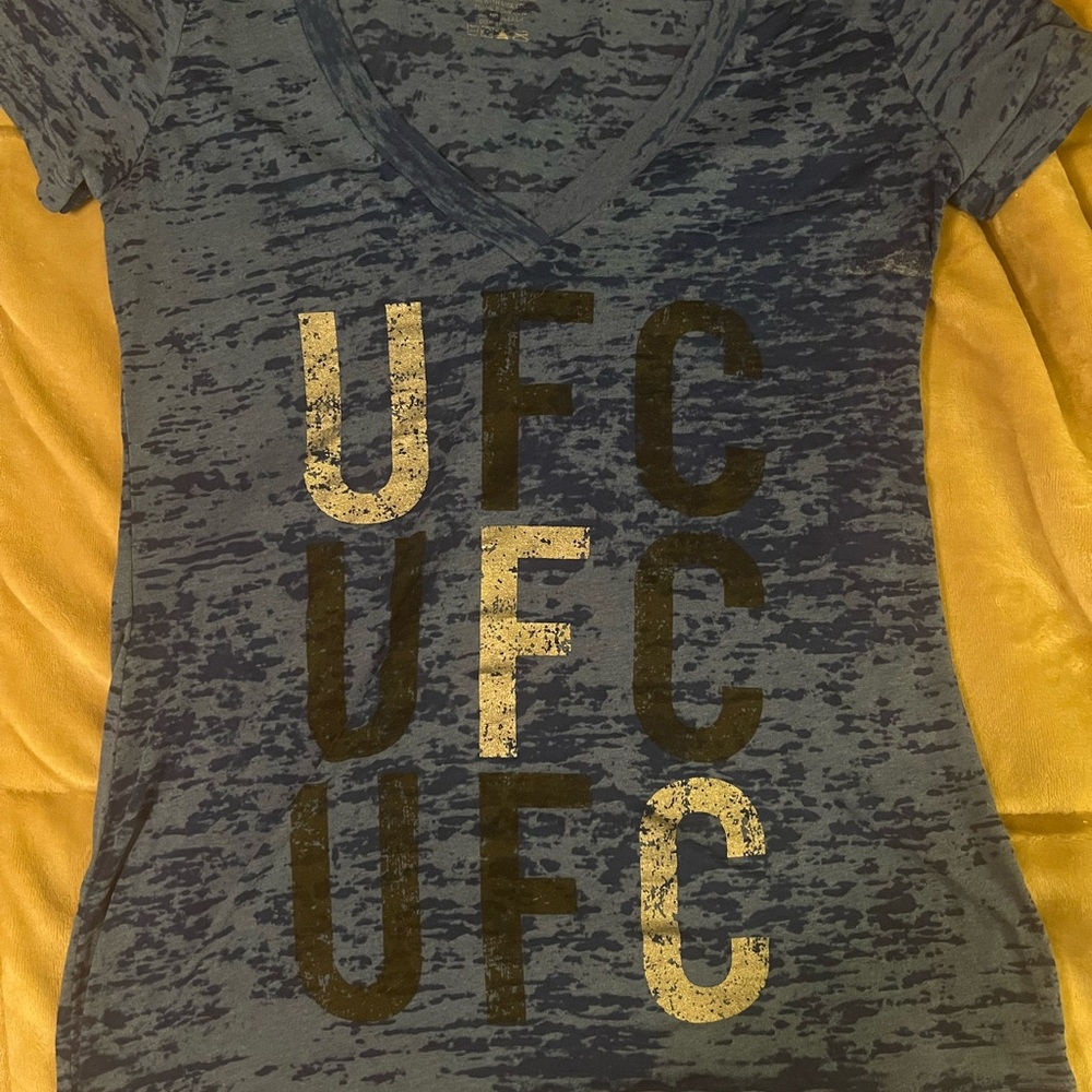 UFC Women's V-Neck Tee in Navy with Gold & Black Graphic